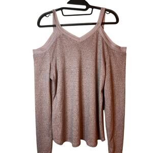 Retrology Sweater Off The Shoulder Cut‎ Out Lightweight Soft Pink Women"s Medium